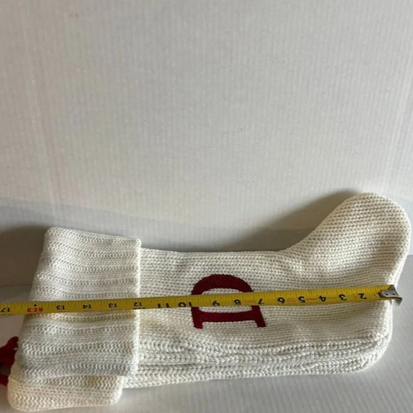 Christmas Holiday Winter Thick Monogram Letter Stocking Off White Sz 16"x10" - Picture 2 of 8